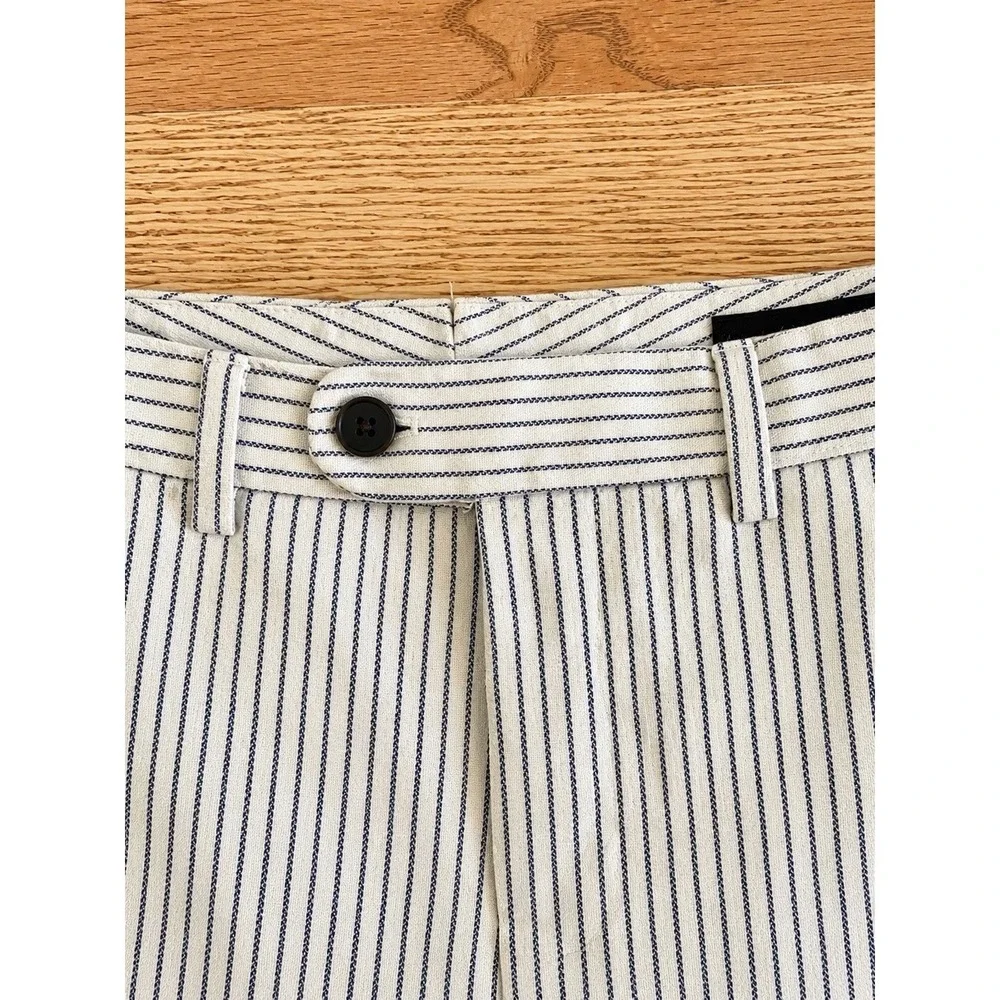 Bonobos Tailored Trousers 29x30 Ivory Navy Stripe Italian Fabric Slim Summer